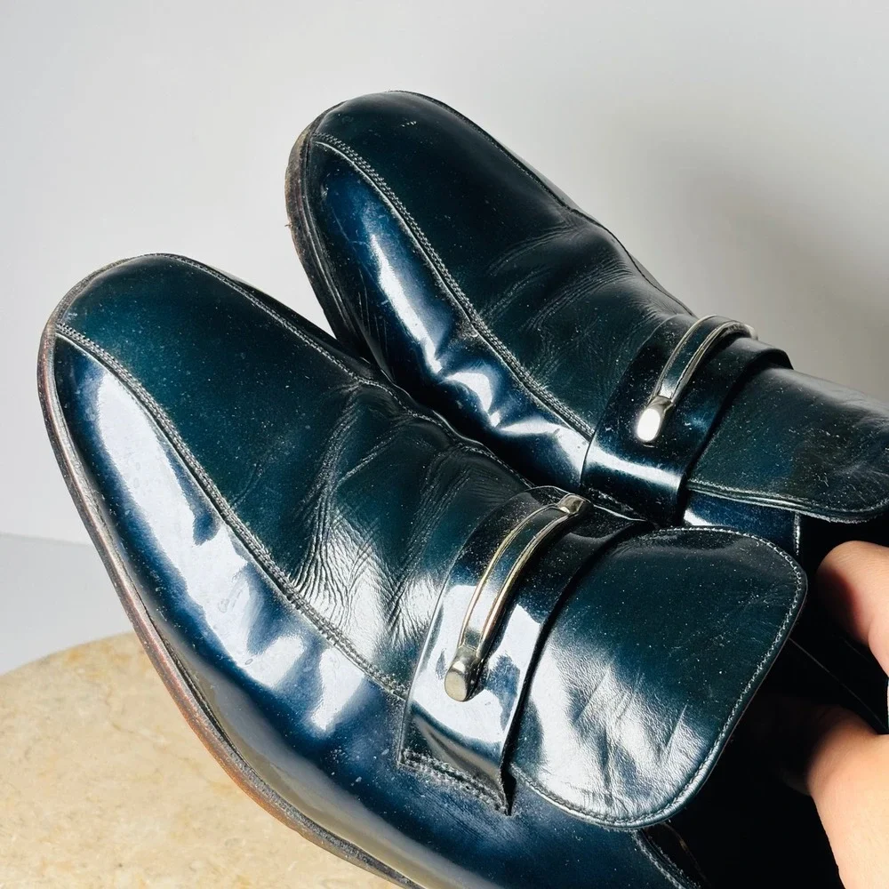 Mens Florsheim Designer Collection Patent Leather Loafers Slip On Dress Shoe 9 E